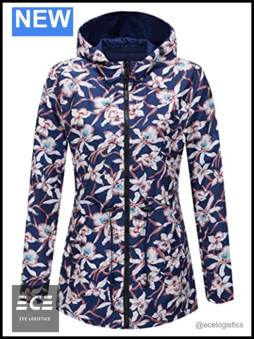 RISISSIDA Women Reversible Hooded Jacket Floral Waterproof Transition Coat
